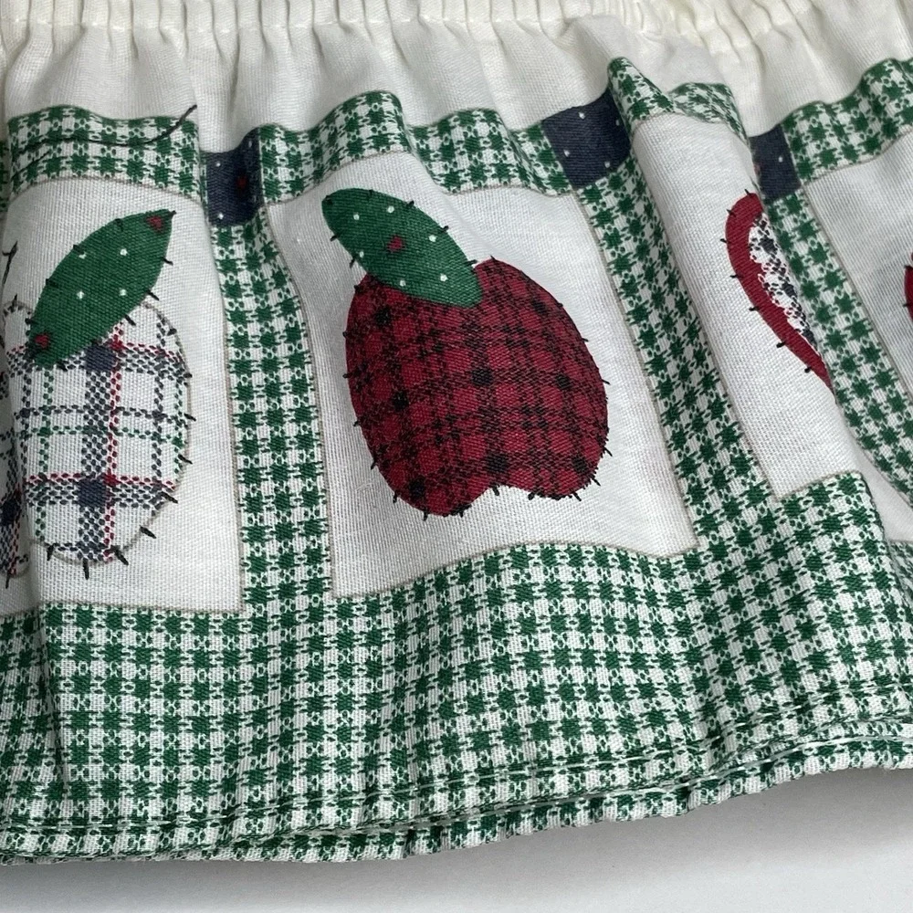 Vintage Apple Valance Short Curtain 4 Valances Green Red Farmhouse Country Cabin